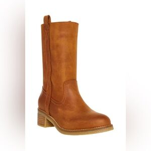 NWOB Steve Madden WINNY Classic Tan Leather Mid-Calf Boots Cognac 6.5